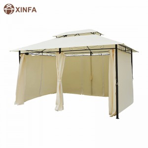 10 \\\\ \'x 13 \\\\\' Outdoor Soft Top altán Pergola se záclonami, 2-stupňový ocelový rámový altán pro terasu, krémová bílá